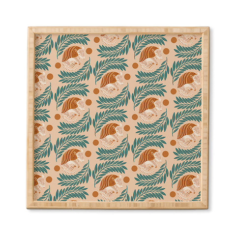 Jessica Molina Sleepy Armadillo Burnt Orange Framed Wall Art