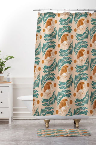 Jessica Molina Sleepy Armadillo Burnt Orange Shower Curtain And Mat