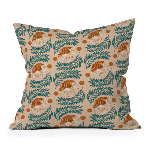 Jessica Molina Sleepy Armadillo Burnt Orange Throw Pillow