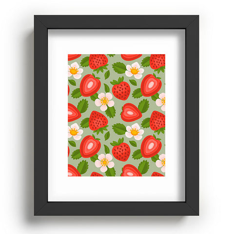 Jessica Molina Strawberry Pattern on Mint Recessed Framing Rectangle