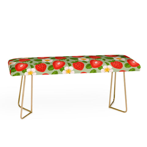 Jessica Molina Strawberry Pattern on Mint Bench