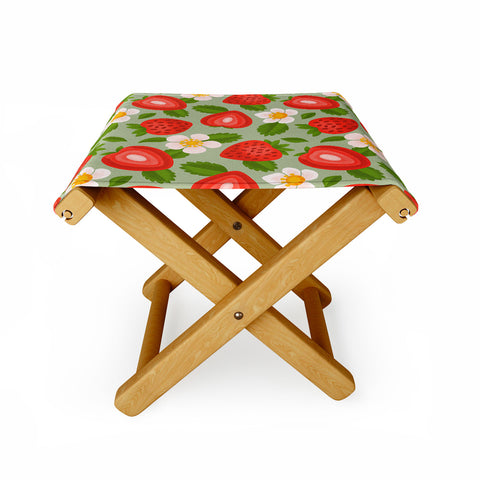 Jessica Molina Strawberry Pattern on Mint Folding Stool