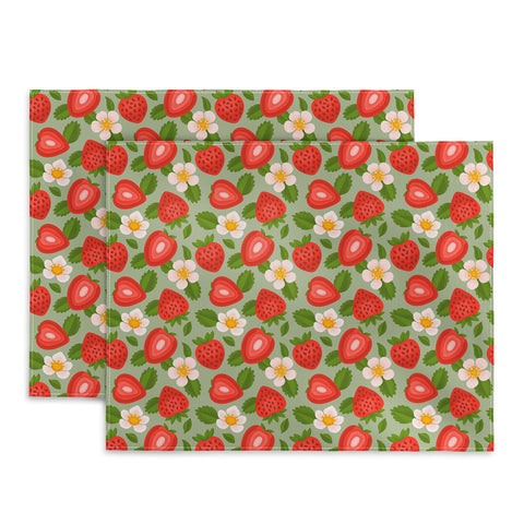 Jessica Molina Strawberry Pattern on Mint Placemat