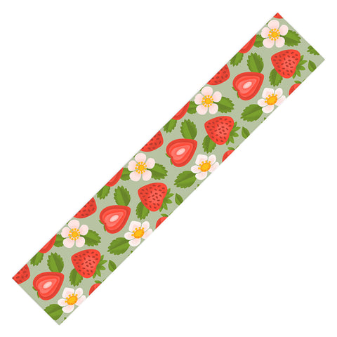 Jessica Molina Strawberry Pattern on Mint Table Runner