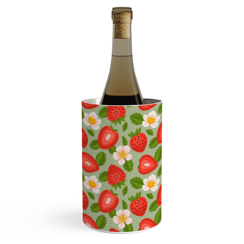Jessica Molina Strawberry Pattern on Mint Wine Chiller