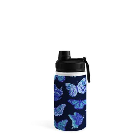 Jessica Molina Texas Butterflies Blue on Navy Water Bottle