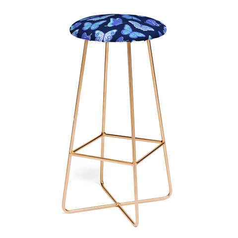 Jessica Molina Texas Butterflies Blue on Navy Bar Stool