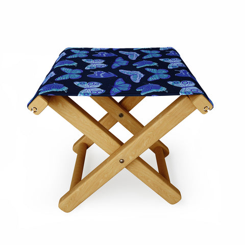 Jessica Molina Texas Butterflies Blue on Navy Folding Stool