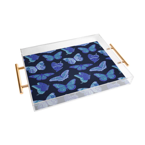 Jessica Molina Texas Butterflies Blue on Navy Acrylic Tray