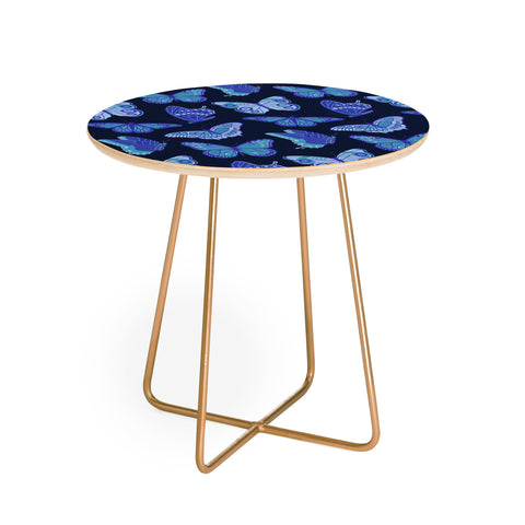 Jessica Molina Texas Butterflies Blue on Navy Round Side Table