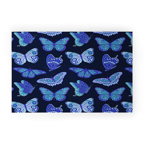 Jessica Molina Texas Butterflies Blue on Navy Welcome Mat