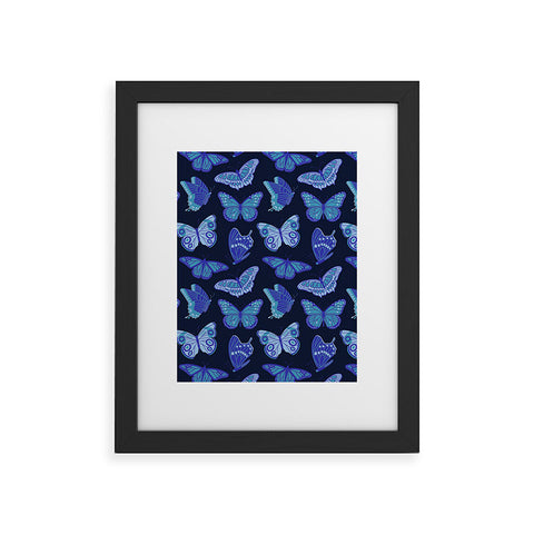 Jessica Molina Texas Butterflies Blue on Navy Framed Art Print