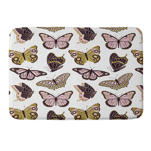Jessica Molina Texas Butterflies Blush and Gold Memory Foam Bath Mat