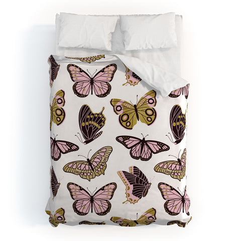 Jessica Molina Texas Butterflies Blush and Gold Duvet Cover