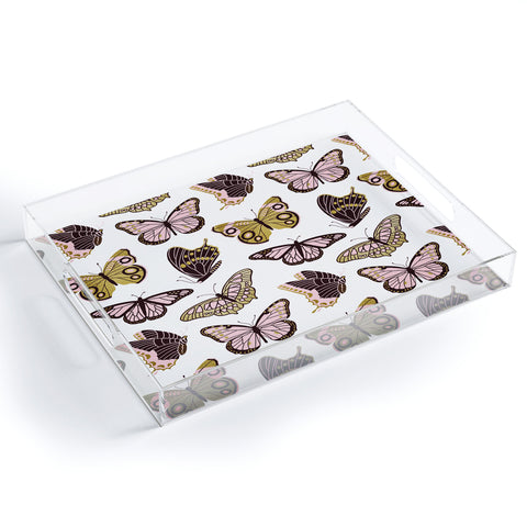 Jessica Molina Texas Butterflies Blush and Gold Acrylic Tray