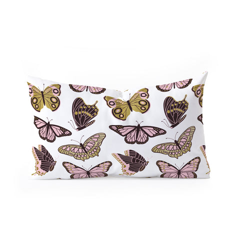 Jessica Molina Texas Butterflies Blush and Gold Oblong Throw Pillow