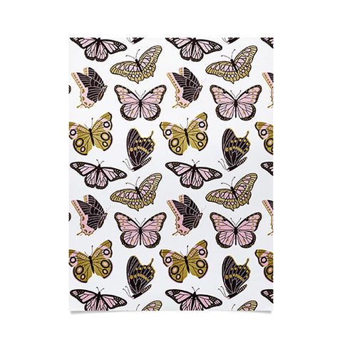 Jessica Molina Texas Butterflies Blush and Gold Poster