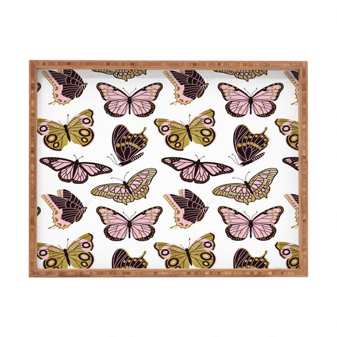 Jessica Molina Texas Butterflies Blush and Gold Rectangular Tray