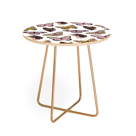 Jessica Molina Texas Butterflies Blush and Gold Round Side Table