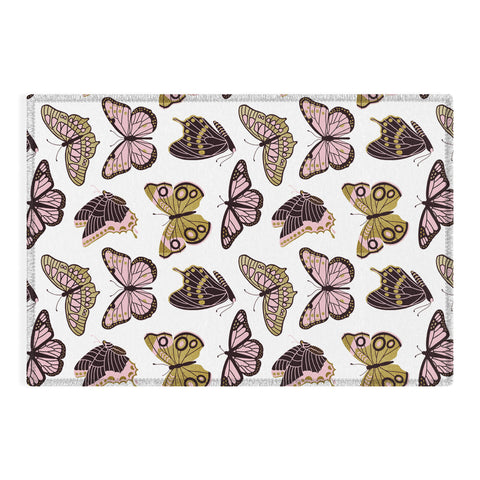 Jessica Molina Texas Butterflies Blush and Gold Outdoor Rug