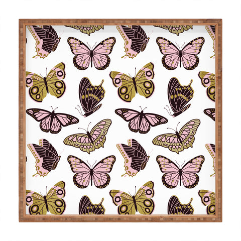 Jessica Molina Texas Butterflies Blush and Gold Square Tray