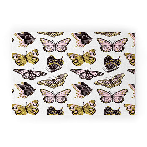 Jessica Molina Texas Butterflies Blush and Gold Welcome Mat