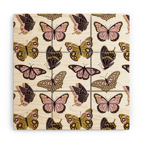 Jessica Molina Texas Butterflies Blush and Gold Wood Wall Mural
