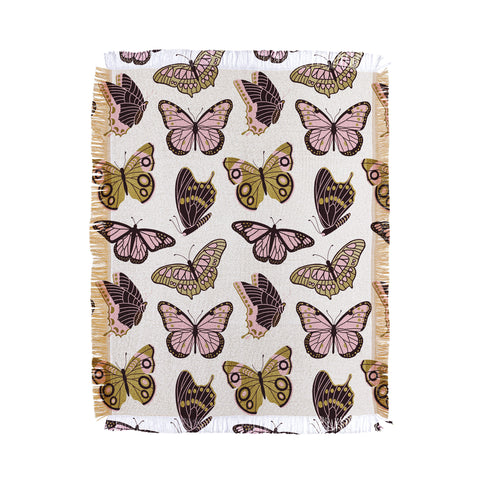 Jessica Molina Texas Butterflies Blush and Gold Throw Blanket
