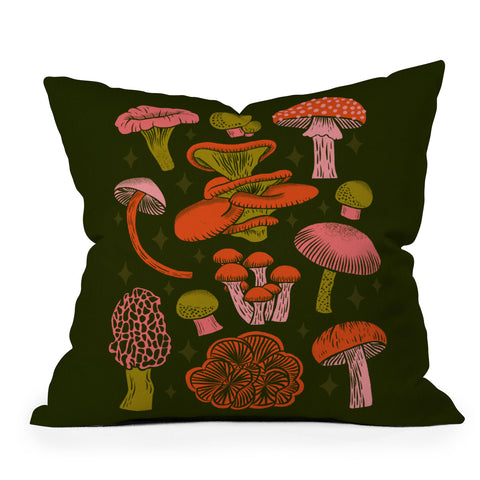 Jessica Molina Texas Mushrooms Bright Multi Throw Pillow