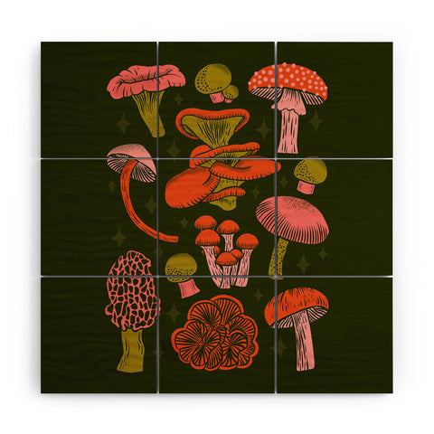 Jessica Molina Texas Mushrooms Bright Multi Wood Wall Mural