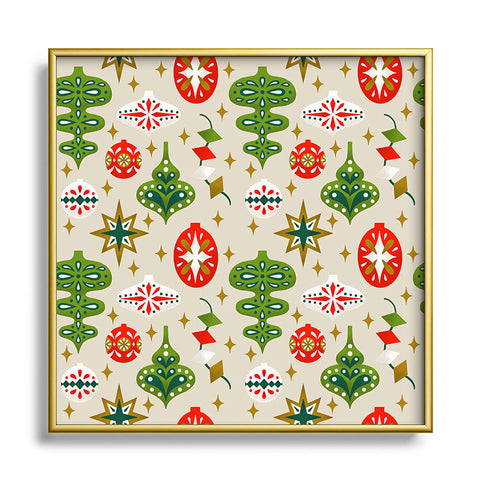 Jessica Molina Vintage Christmas Ornaments Square Metal Framed Art Print