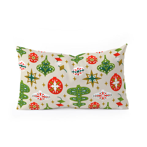 Jessica Molina Vintage Christmas Ornaments Oblong Throw Pillow