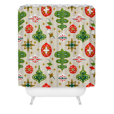 Jessica Molina Vintage Christmas Ornaments Shower Curtain