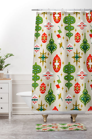 Jessica Molina Vintage Christmas Ornaments Shower Curtain And Mat