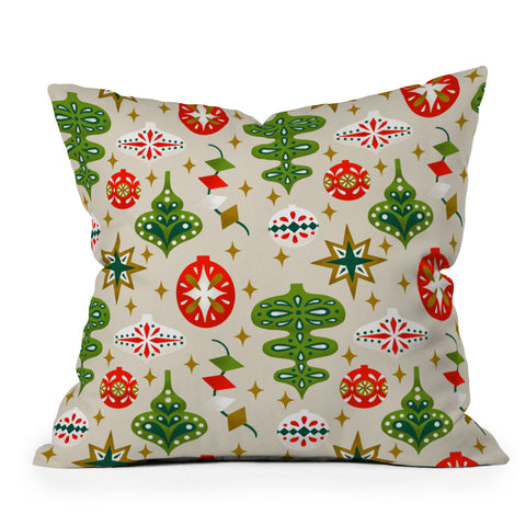 Jessica Molina Vintage Christmas Ornaments Throw Pillow