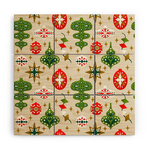 Jessica Molina Vintage Christmas Ornaments Wood Wall Mural