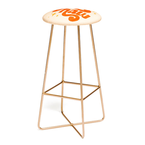 Jessica Molina Yee Haw Orange on Cream Bar Stool