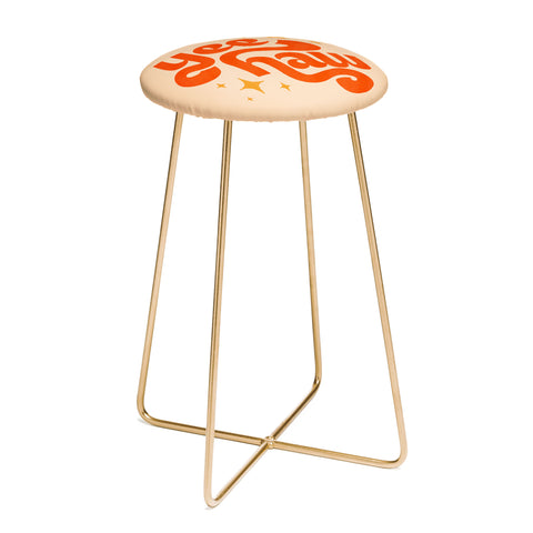 Jessica Molina Yee Haw Orange on Cream Counter Stool