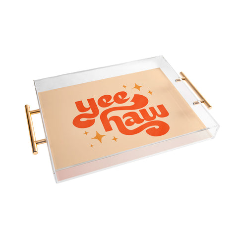 Jessica Molina Yee Haw Orange on Cream Acrylic Tray