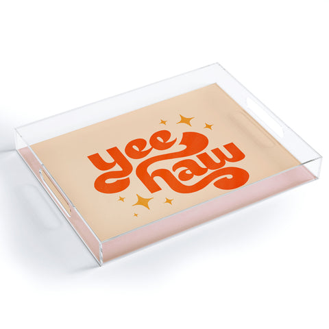 Jessica Molina Yee Haw Orange on Cream Acrylic Tray