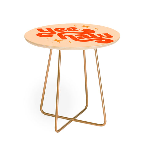 Jessica Molina Yee Haw Orange on Cream Round Side Table