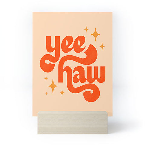 Jessica Molina Yee Haw Orange on Cream Mini Art Print