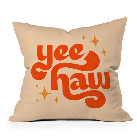 Jessica Molina Yee Haw Orange on Cream Throw Pillow
