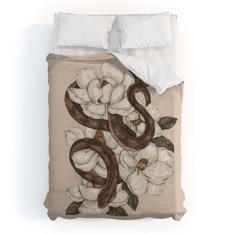 Jessica Roux Snake and Magnolias Duvet Cover