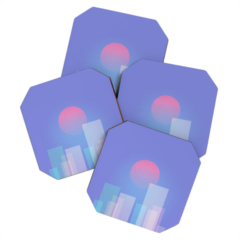 Jimmy Tan Abstract geometric pixel city Coaster Set