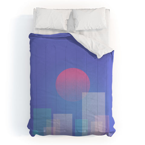 Jimmy Tan Abstract geometric pixel city Comforter