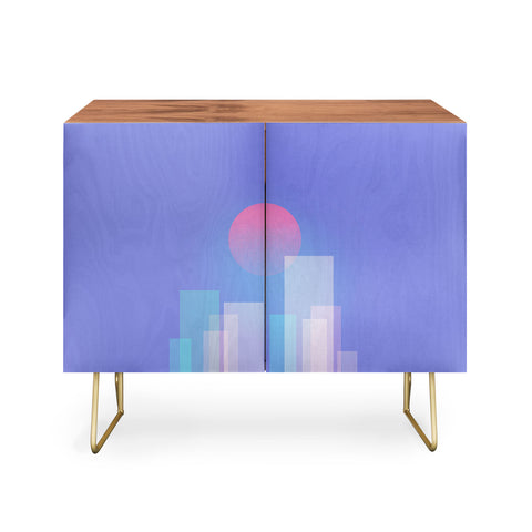Jimmy Tan Abstract geometric pixel city Credenza