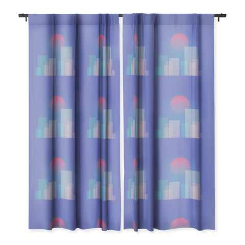 Jimmy Tan Abstract geometric pixel city Blackout Window Curtain