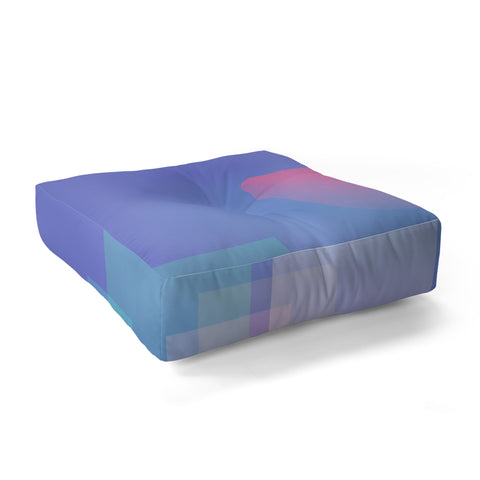 Jimmy Tan Abstract geometric pixel city Floor Pillow Square