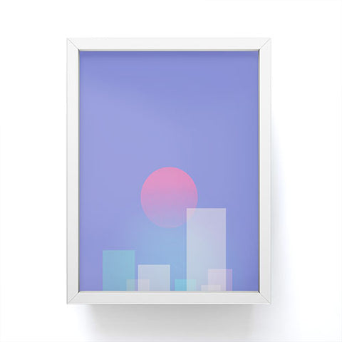 Jimmy Tan Abstract geometric pixel city Framed Mini Art Print
